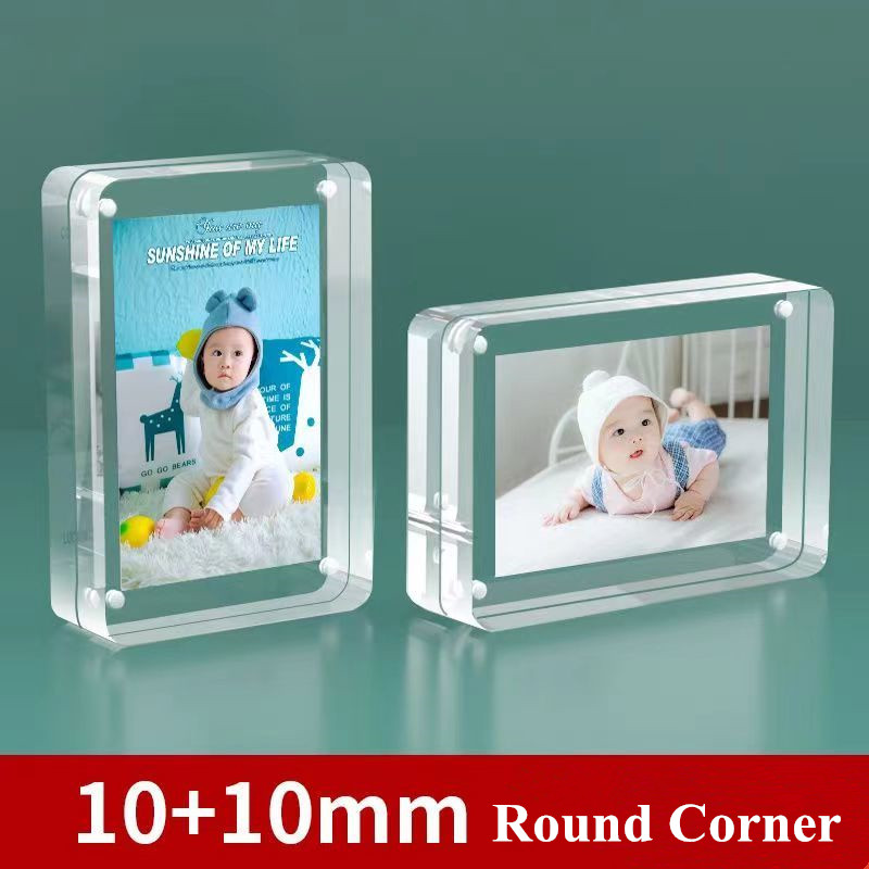 Photo Acrylic Block - กรอบรูปแม่เหล็กสองด้านขนาด4x6ซม./6x9ซม. ชั้นวางวางป้ายอะคริลิกไร้กรอบความหนา20มม.