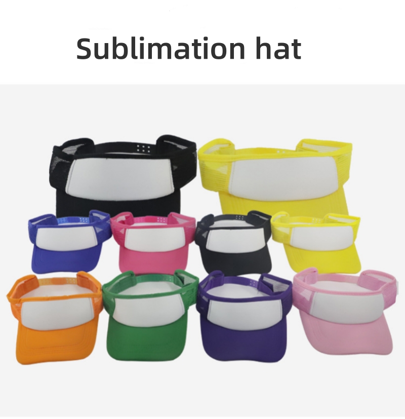 Hat Sublimation Blank - หมวกกันแดดแบบเปล่าสำหรับสกรีนลาย 10 ชิ้น สำหรับผู้ชายและผู้หญิง ปรับขนาดได้ แบบเรียบ