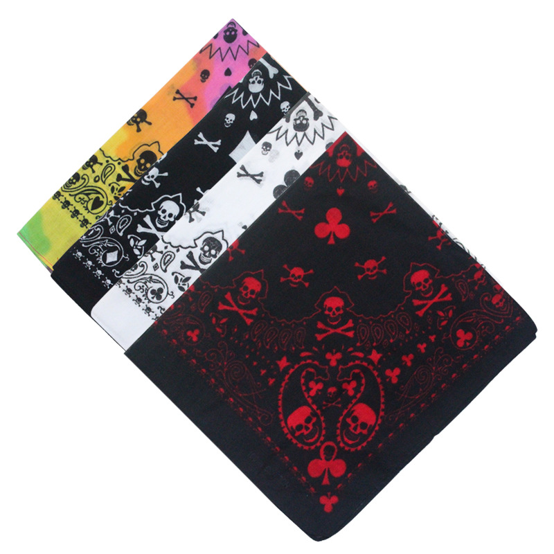Bandana Blank White - 55 ซม.สีขาวสีดําสีแดง Skull โป๊กเกอร์เรขาคณิตผ้าพันคอ Unisex Harajuku