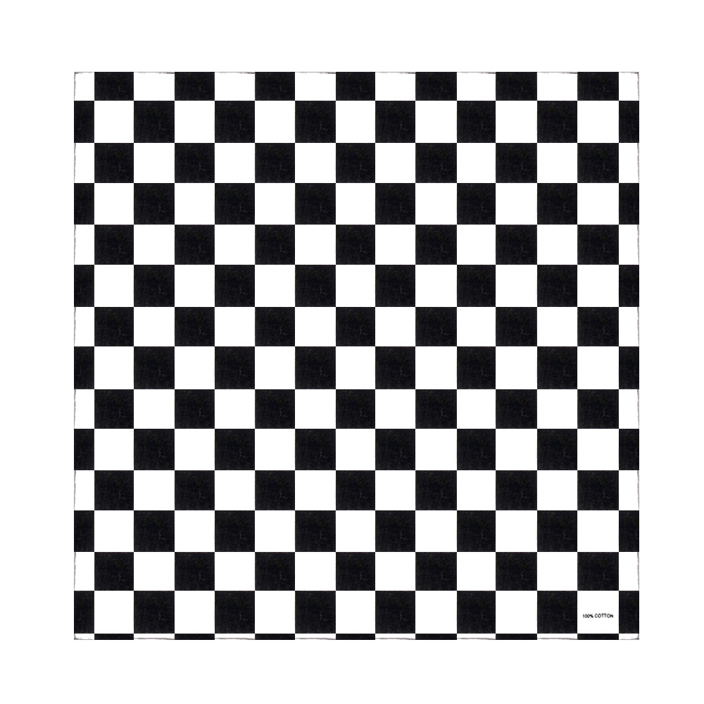 Bandana Blank White - Bandana Checkered Flag Auto Racing ผ้าพันคอผ้าฝ้ายลายสก๊อตสีดําและสีขาวผ้าพันคอขับรถ