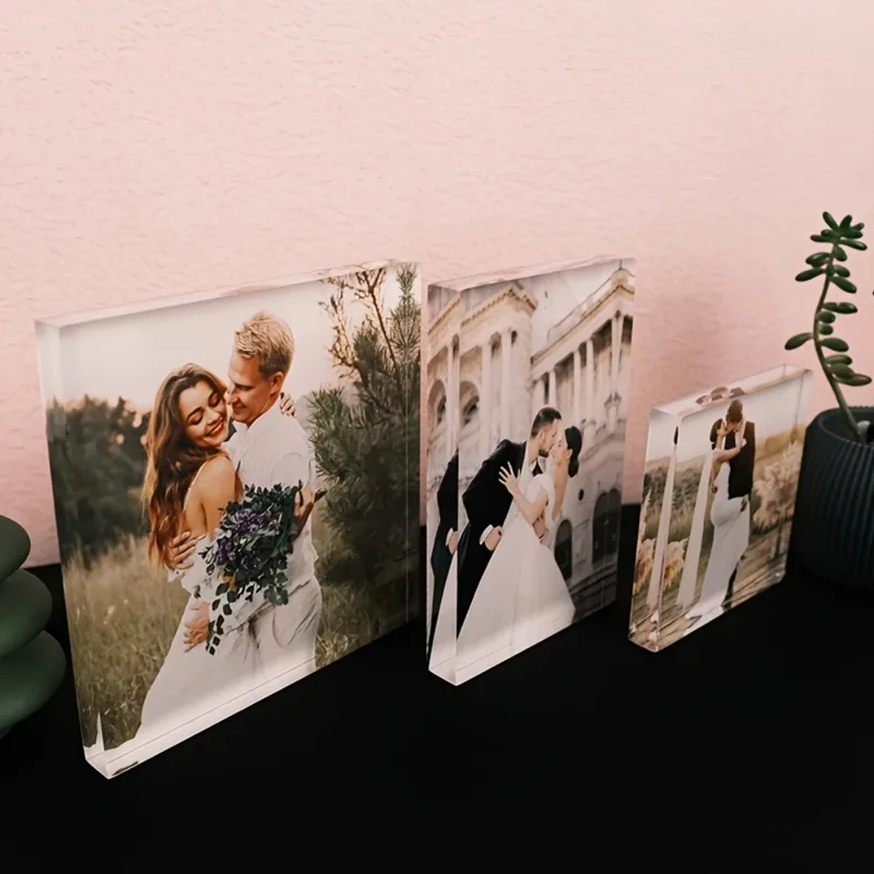 Photo Acrylic Block - บล็อกอะคริลิคใส่รูปภาพครบรอบ - กรอบรูปคู่รัก/สัตว์เลี้ยงแบบกำหนดเองได้ กันน้ำ ของขวัญวาเลนไทน์สำหรับแฟนสาว